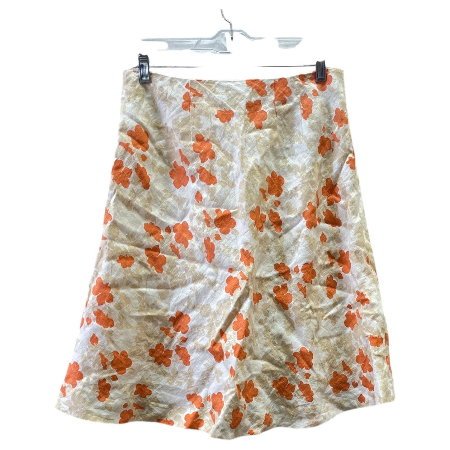 Skirt Midi By Ann Taylor In Orange & Tan, Size:4