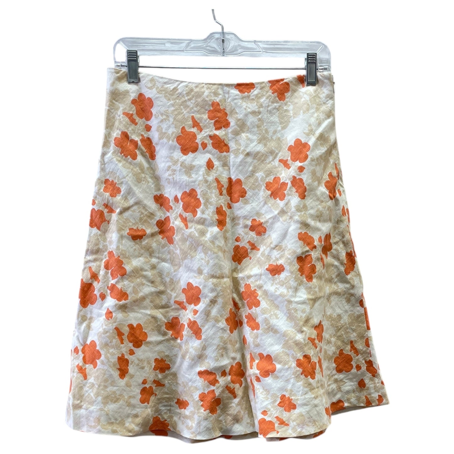 Skirt Midi By Ann Taylor In Orange & Tan, Size:4