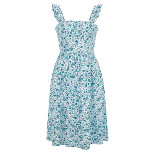 Flutter Strap Midi Dress By Draper James In Blue Paisley Floral Print, Size: XL
