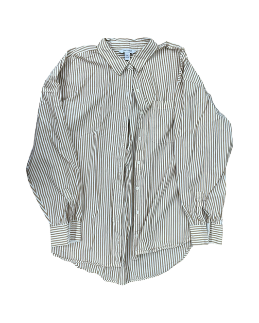 Blouse Ls By Nine West In Tan & White, Size:Xl