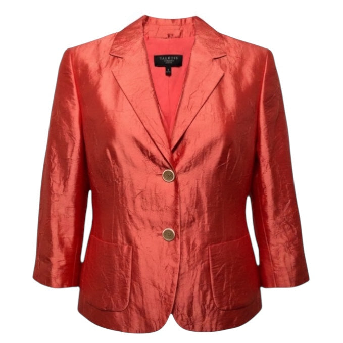 Silk Blend Blazer By Talbots In Orange, Size: 8p
