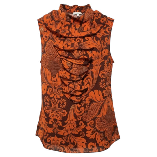 Metallic Burnout Sleeveless Blouse By Anna Sui In Orange, Size: XS