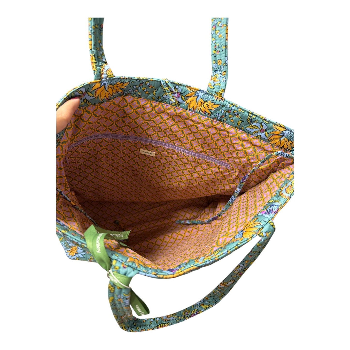 Tote By Vera Bradley In Green & Orange, Size:Large
