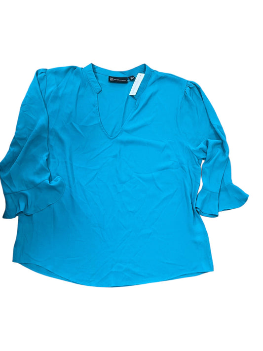 Blouse 3/4 Sleeve By New York And Co In Teal, Size:Xl