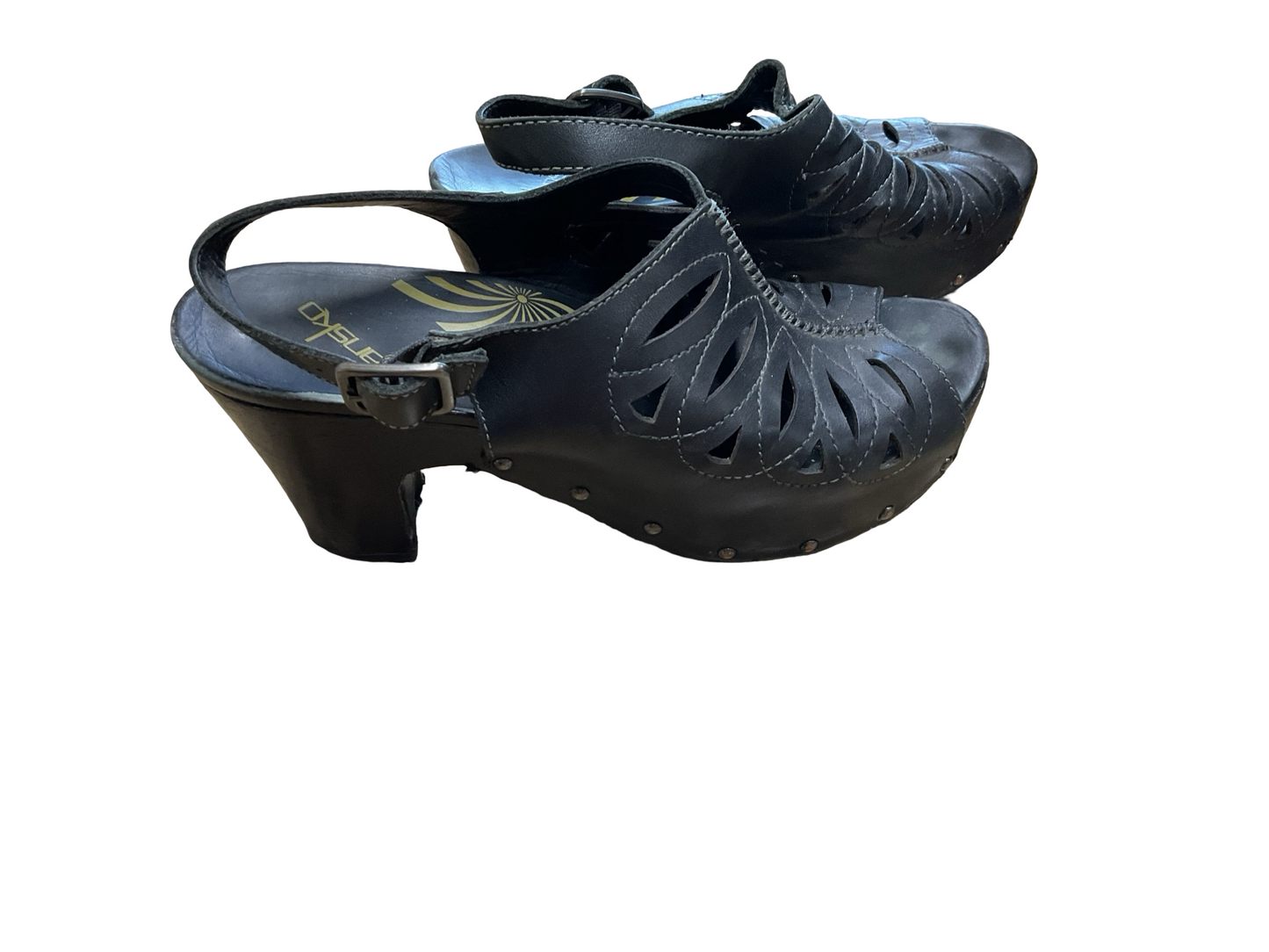 Sandals Heels Block By Dansko In Black, Size:9.5