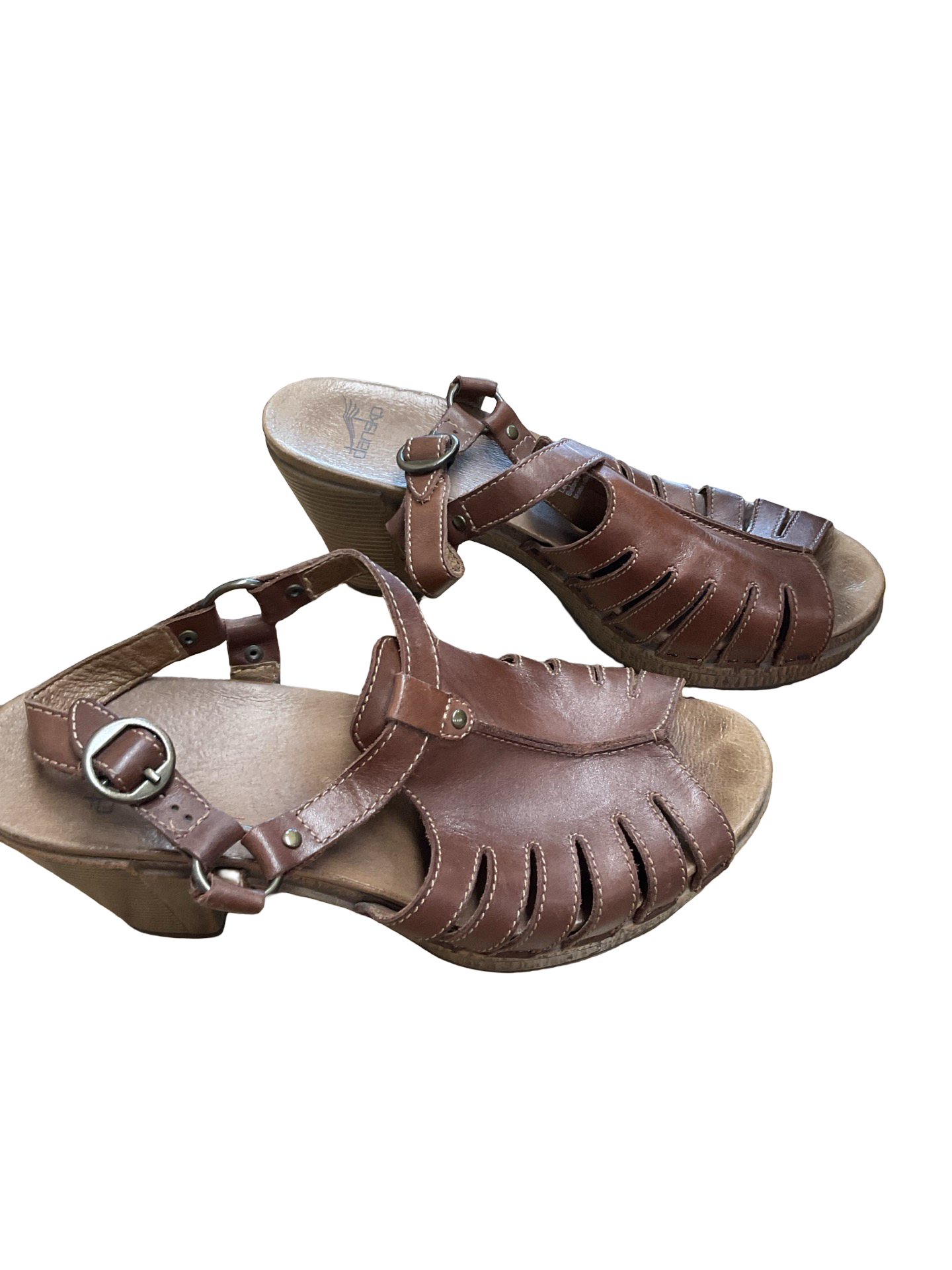 Sandals Heels Block By Dansko In Brown, Size:9.5