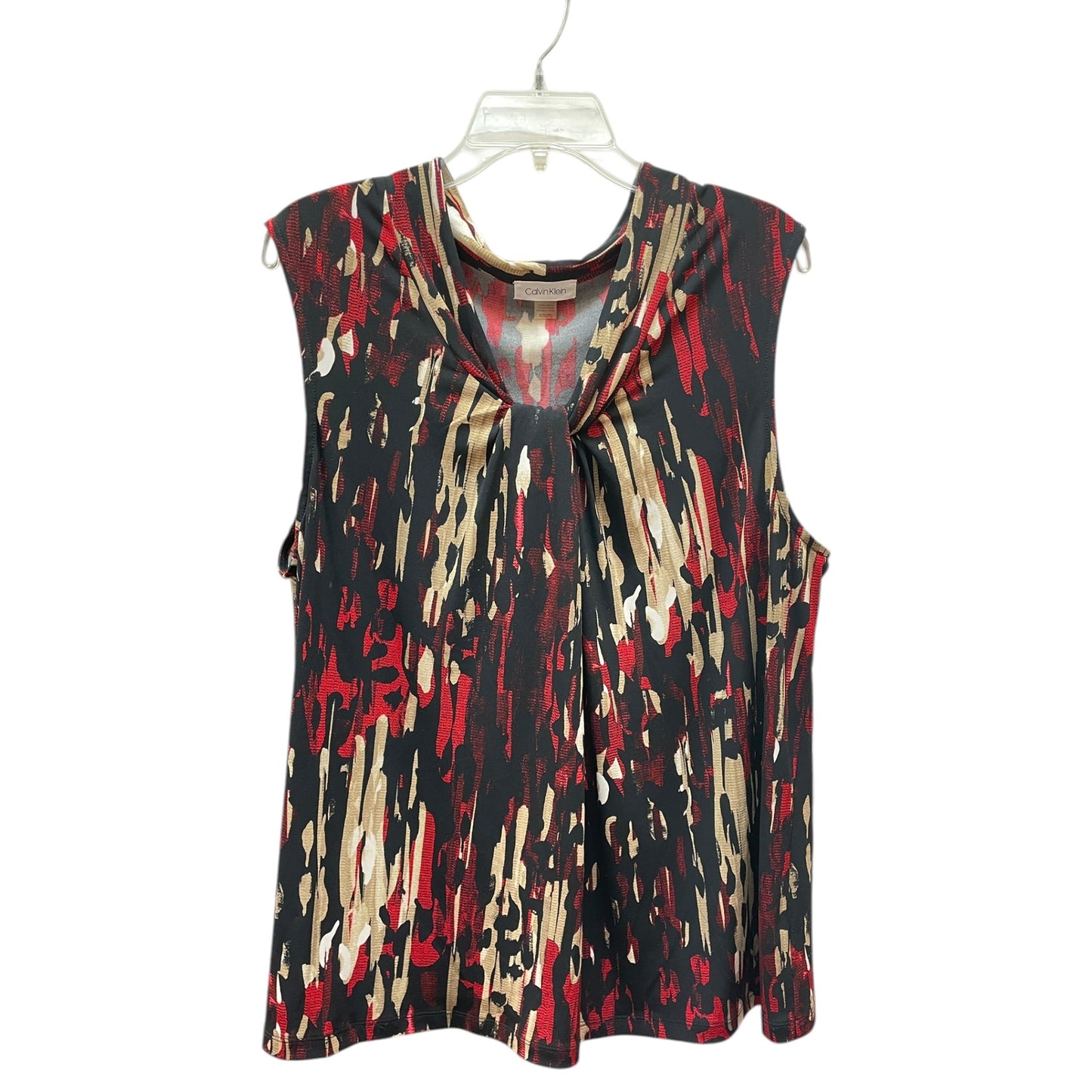 Blouse Sleeveless By Calvin Klein In Black & Red, Size:1X