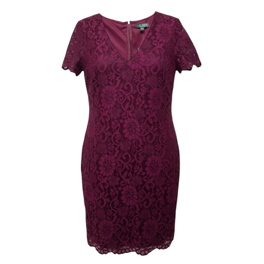 Lace Sheath Midi Dress By Lauren By Ralph Lauren In Purple, Size: 14