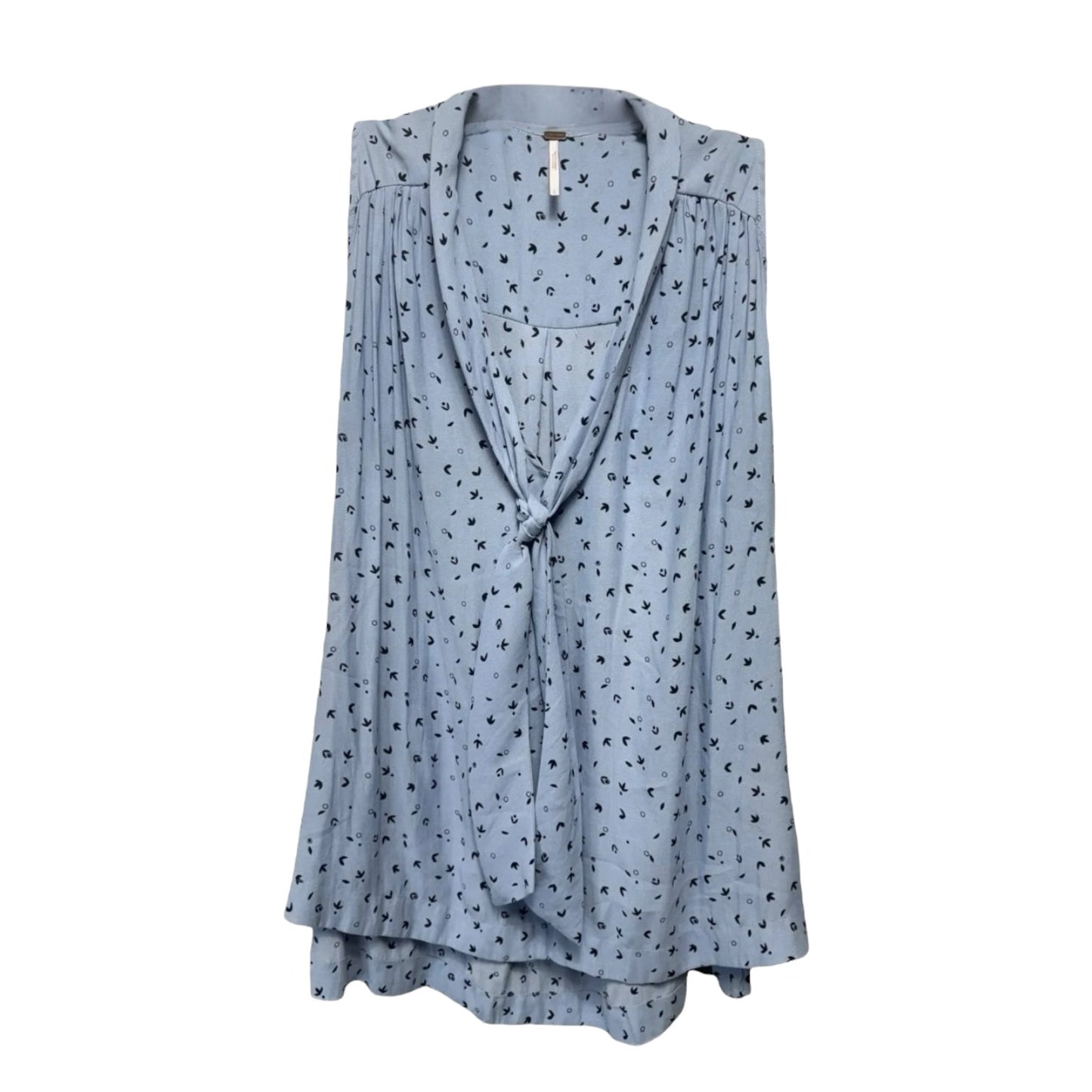 Sleeveless Tie Neck Blouse By Free People In Blue, Size: L