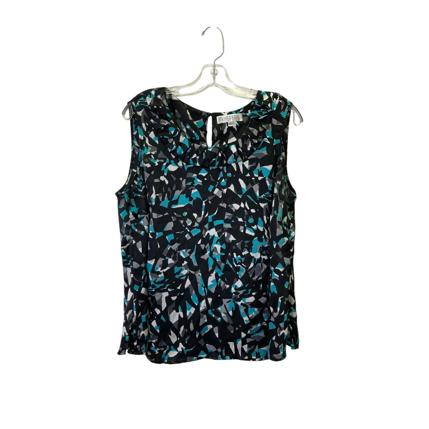 Top Sleeveless Basic By Kasper In Blue, Size:1X