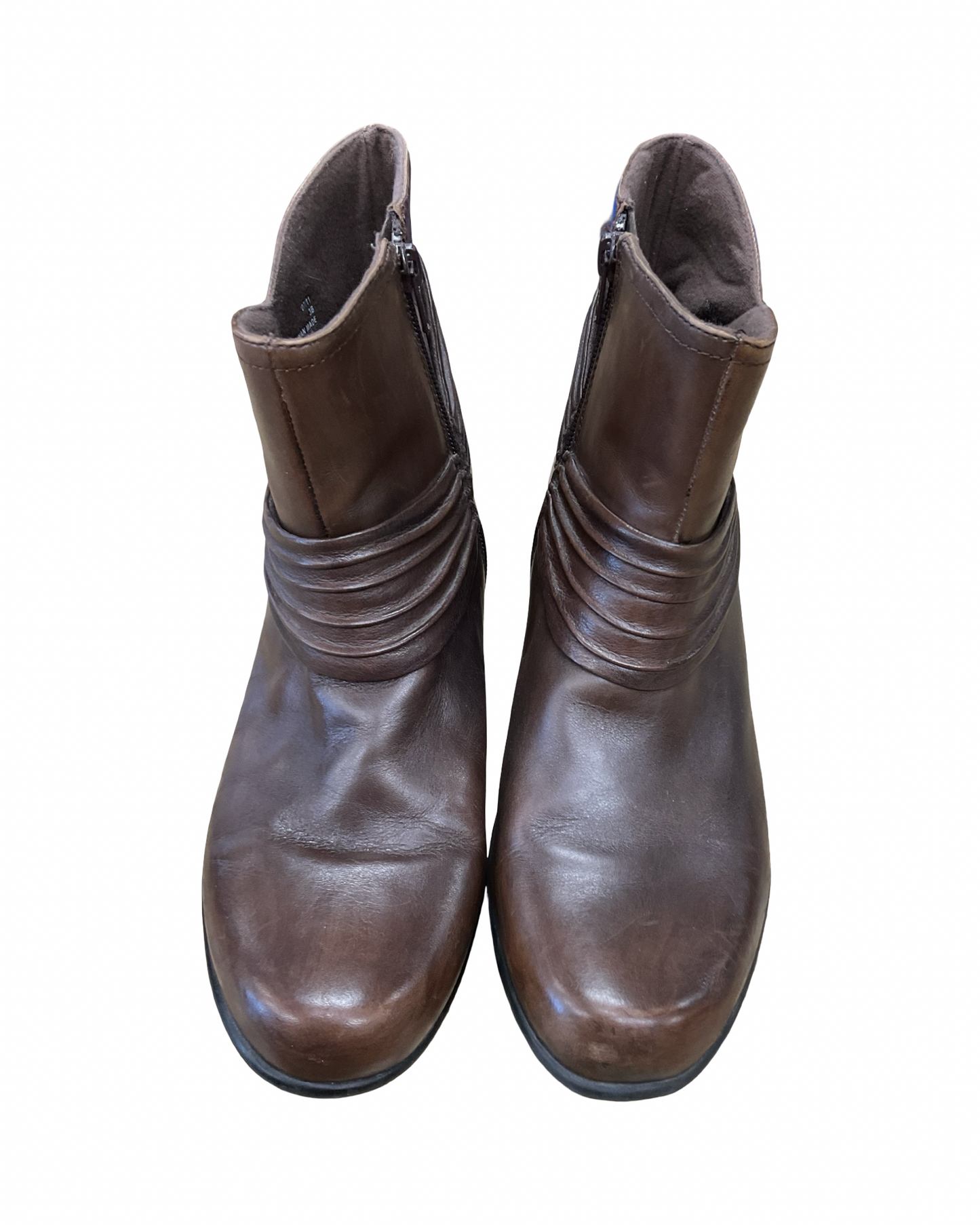 Boots Ankle Heels By Clarks In Brown, Size:10