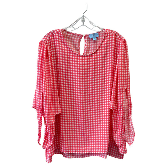 Top Long Sleeve By Cece In Orange & White, Size: 1x