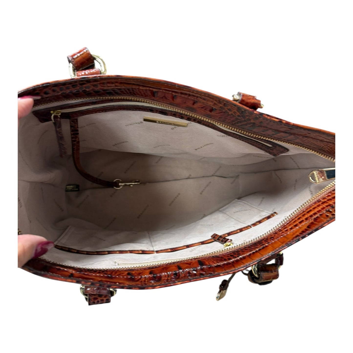 Handbag Designer By Brahmin In Brown, Size:Medium