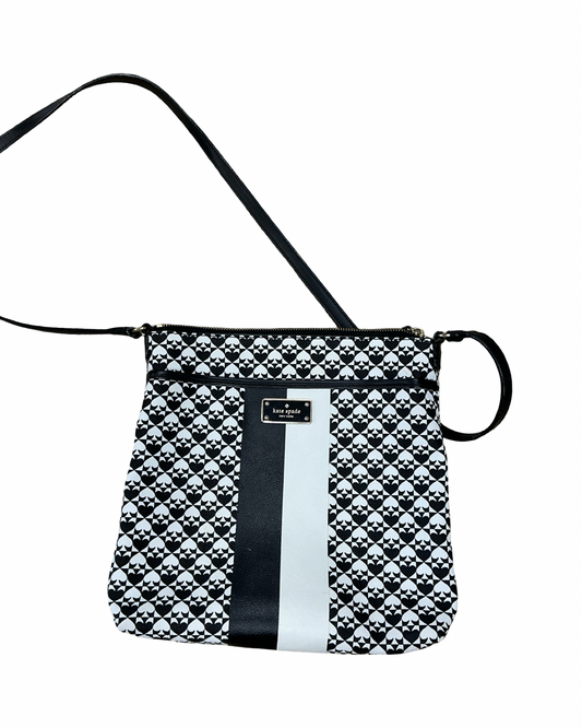 Crossbody Designer By Kate Spade In Black & White, Size:Medium