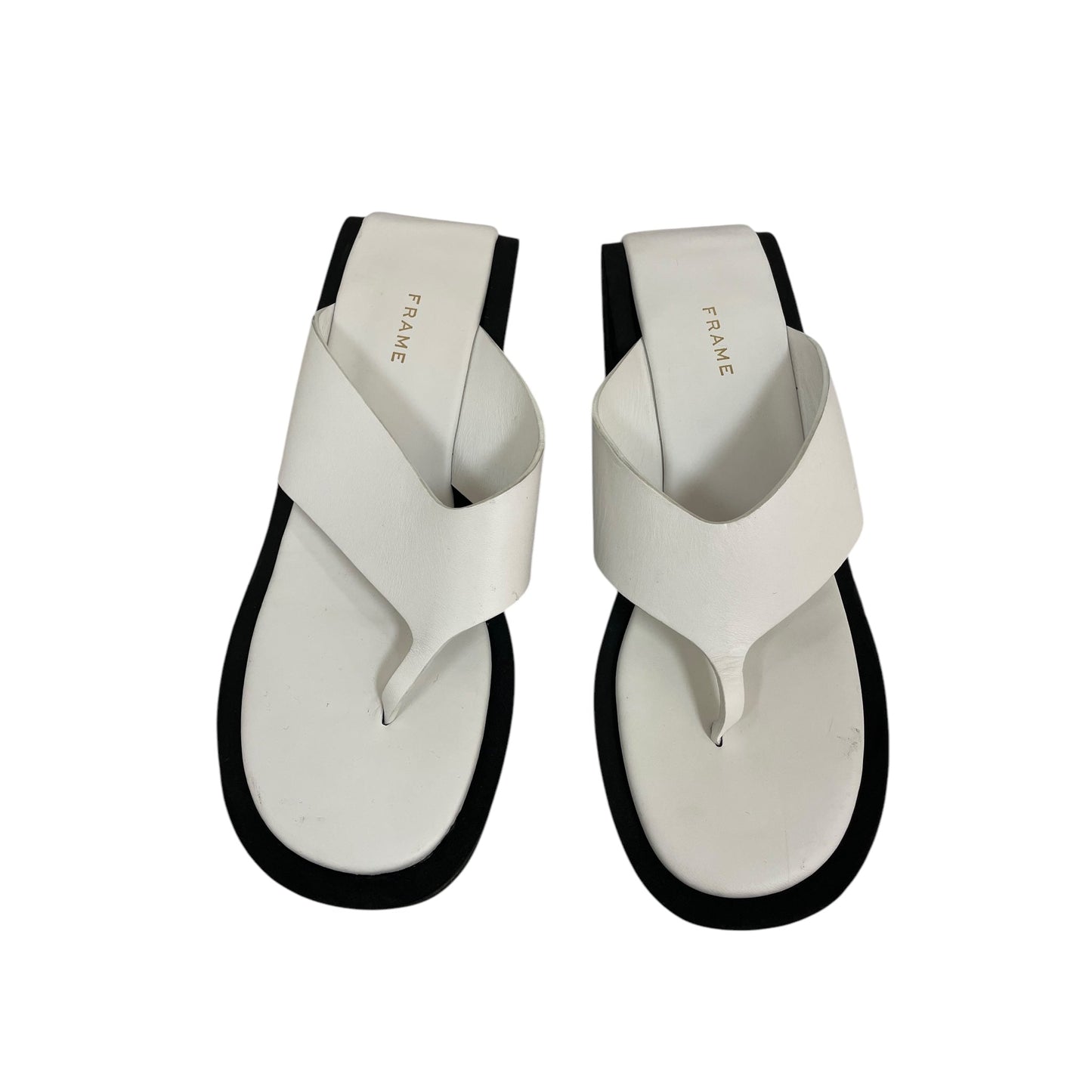 Sandals Heels Platform By Frame In White, Size:8.5