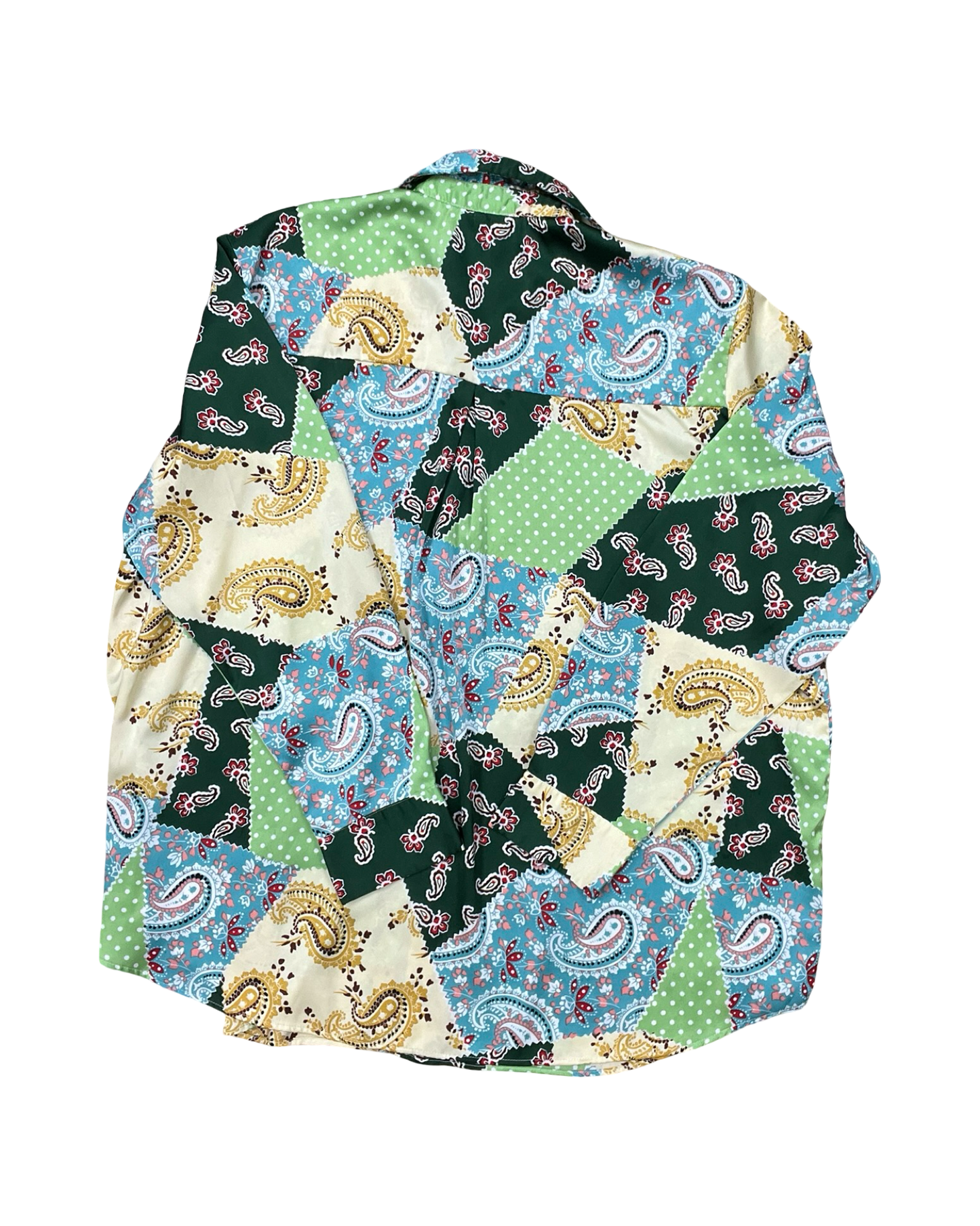 Blouse Ls By Eesome In Green & White, Size:Xl