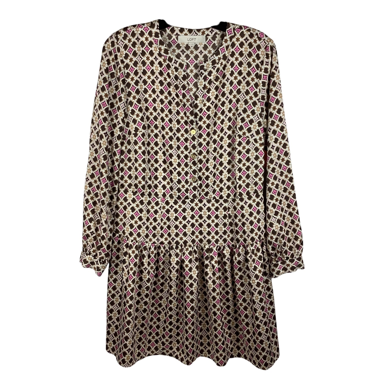 Dress Casual Short By Loft In Brown & Pink, Size: 8