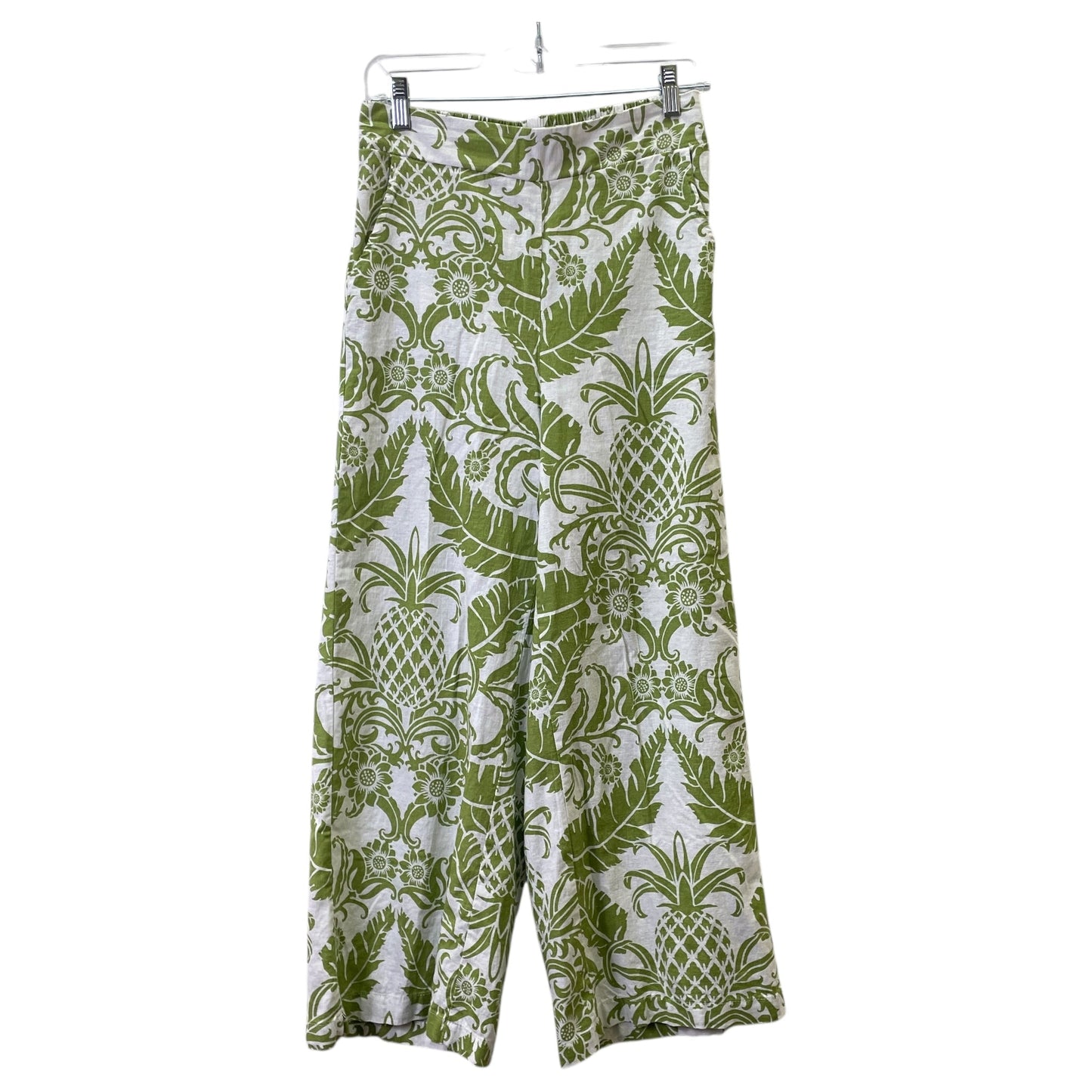 Pants Linen By Rachel Zoe In Green & White, Size:6