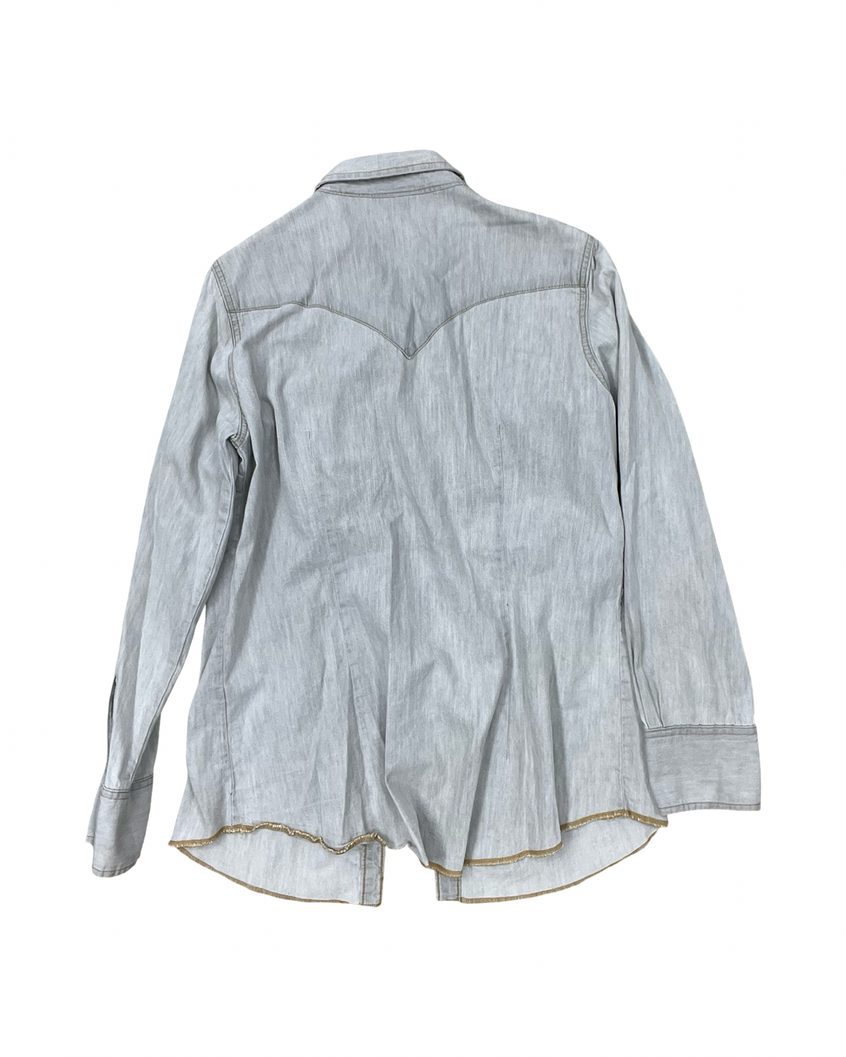 Blouse Ls By Wrangler In Grey Denim, Size:L