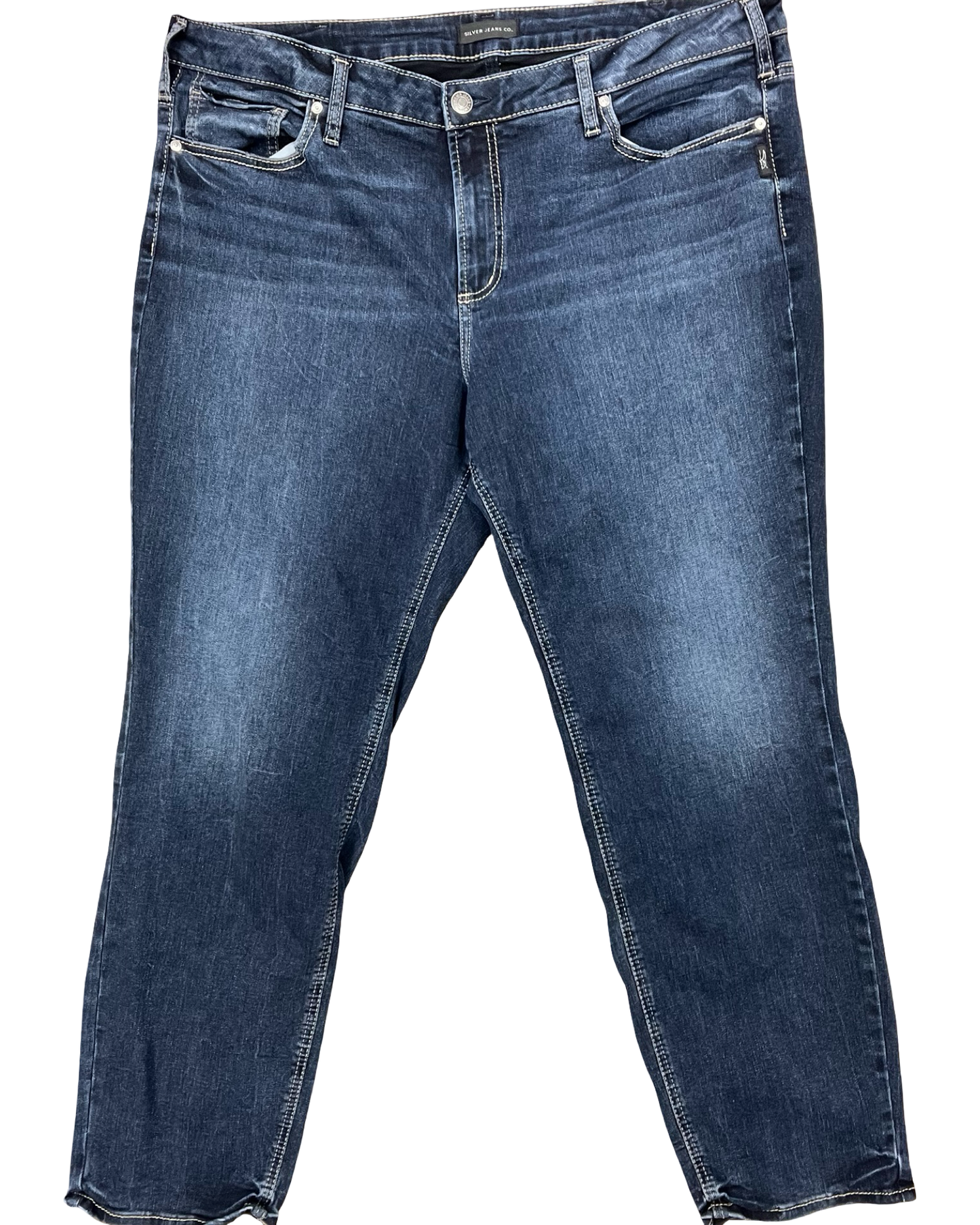 Jeans Straight By Silver In Blue Denim, Size:22