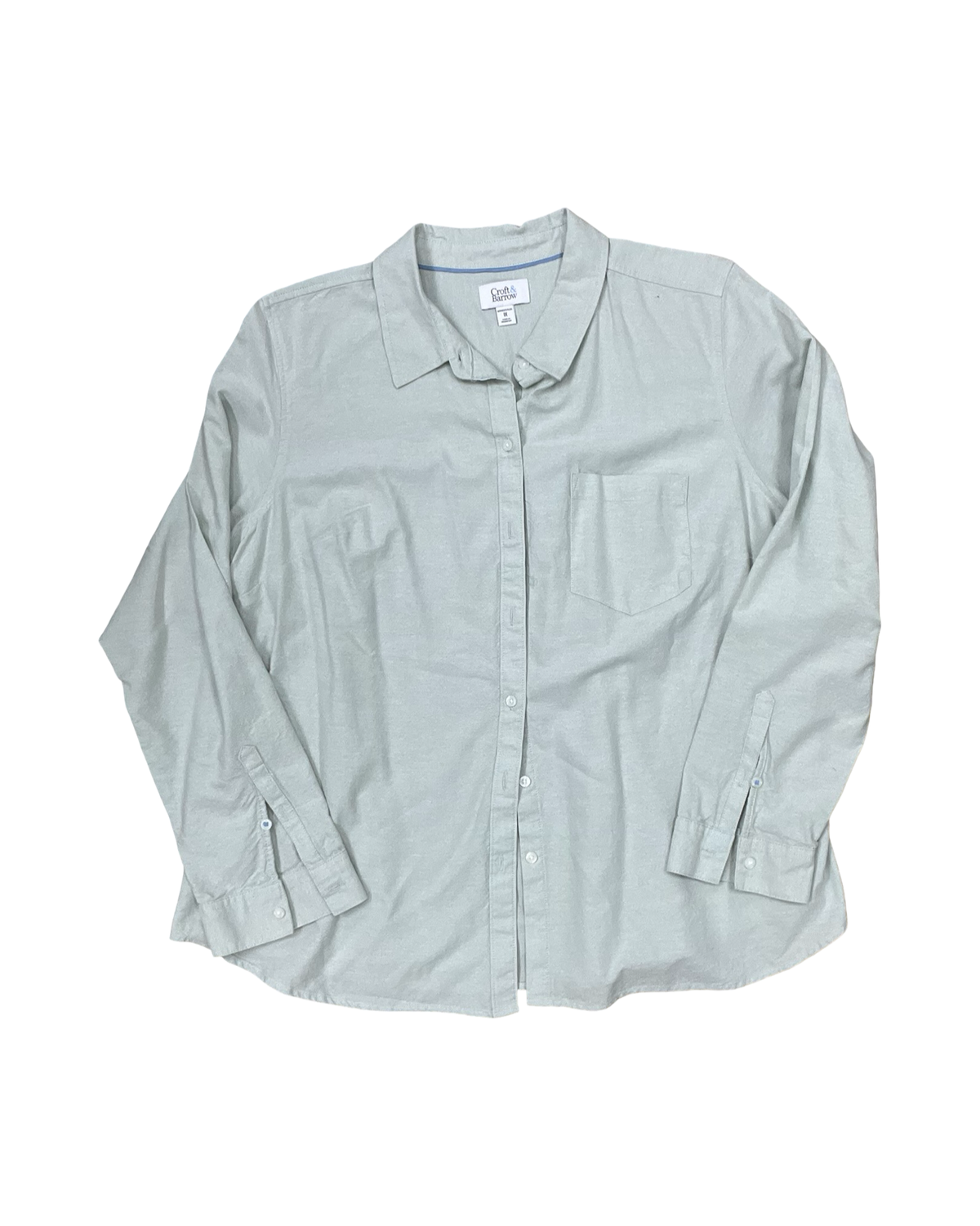 Blouse Ls By Croft And Barrow In Blue, Size:1X