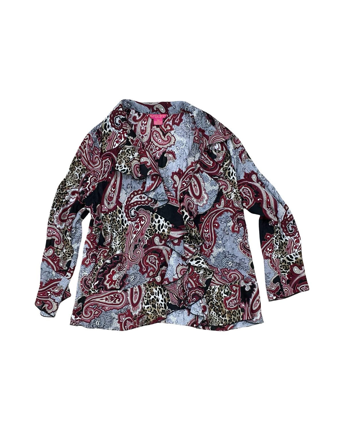 Blouse Ls By Sunny Leigh In Red, Size:Mp
