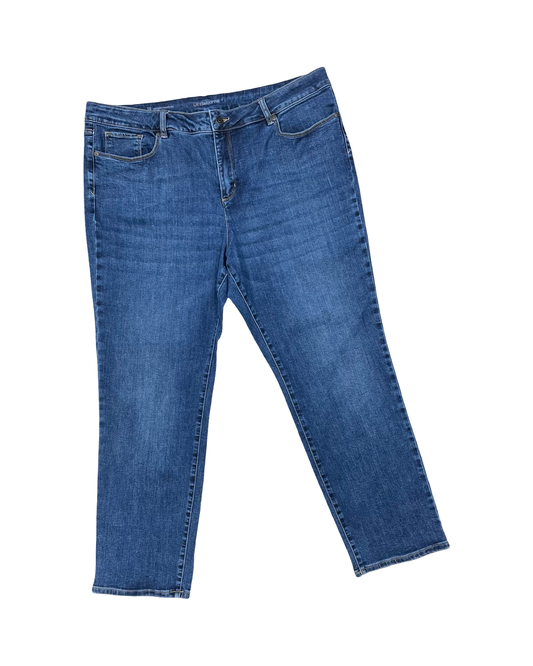 Jeans Straight By Liz Claiborne In Blue Denim, Size:18