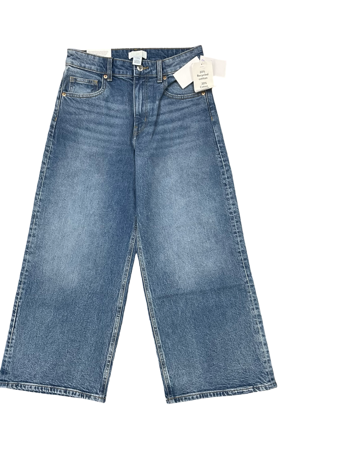 Jeans Wide Leg By H&M In Blue Denim, Size:4