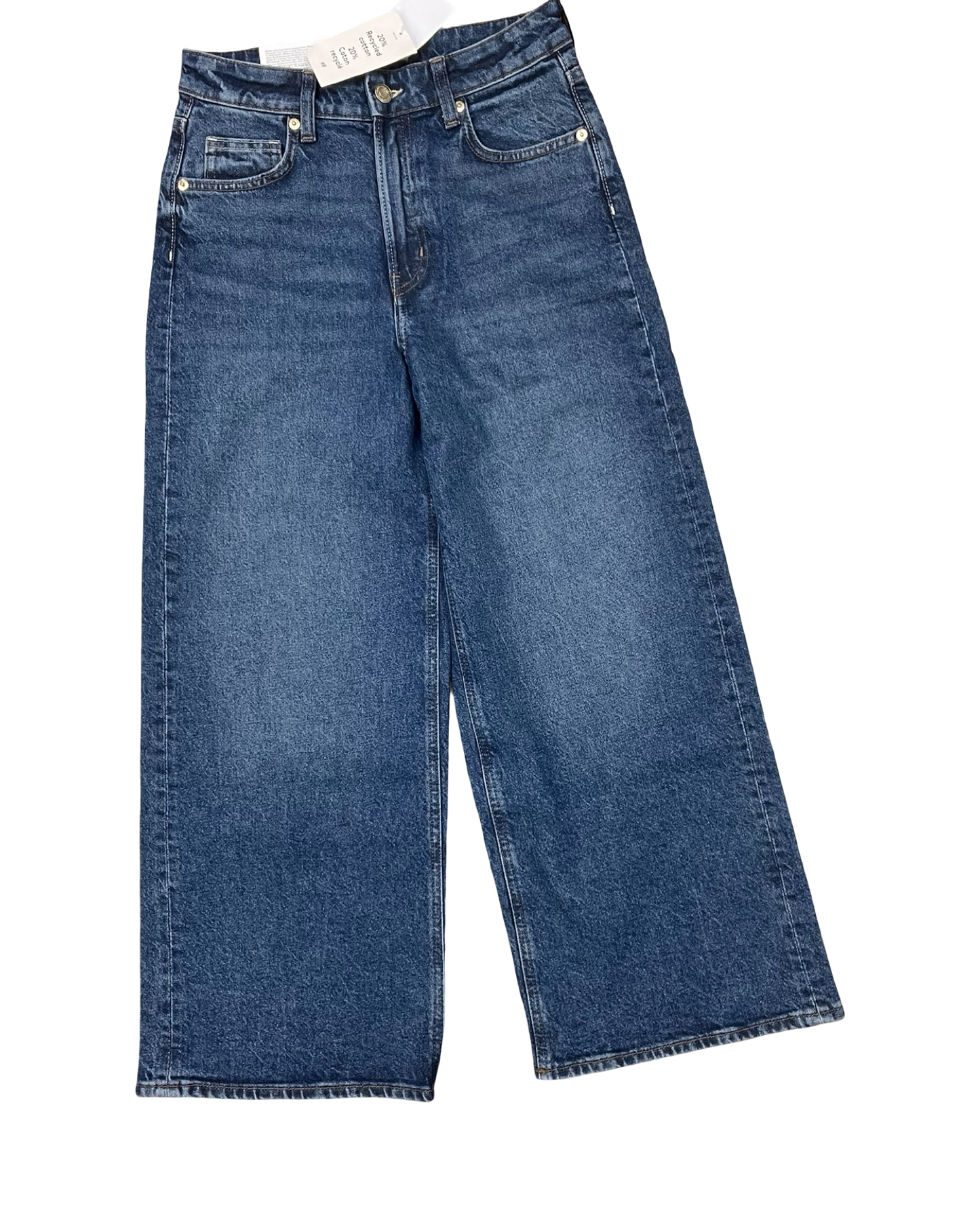 Jeans Wide Leg By H&M In Blue Denim, Size:4