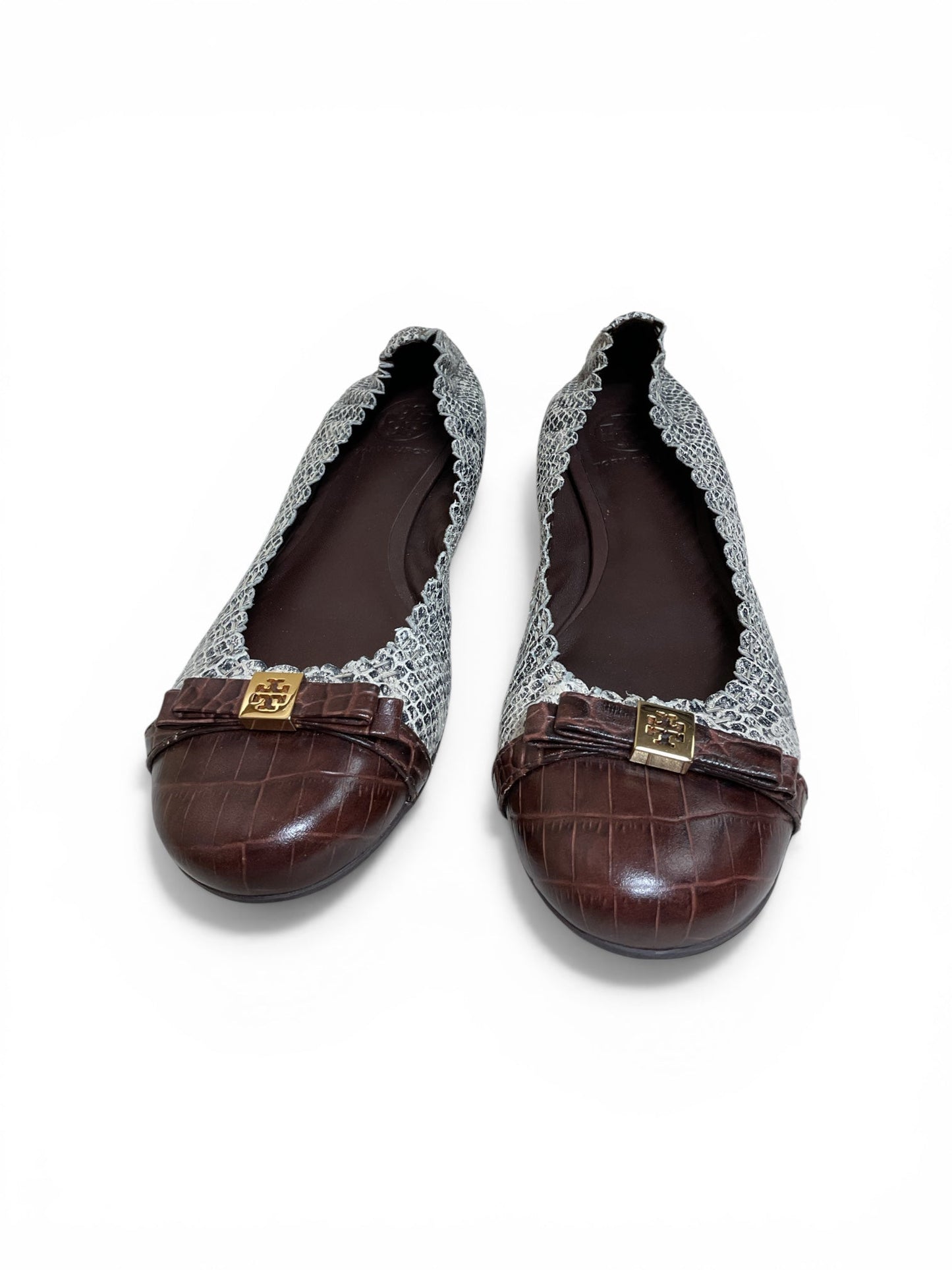 Sandals Designer By Tory Burch In Tan & White, Size:8