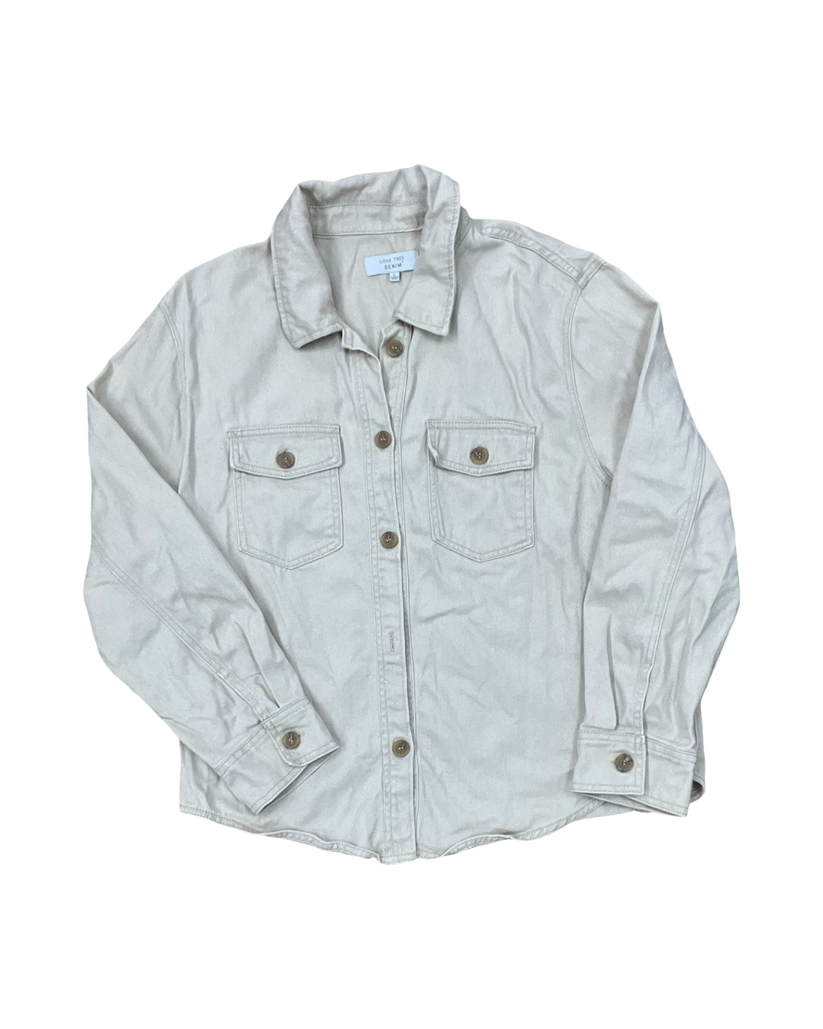 Blouse Ls By Love Tree In Cream Denim, Size:L