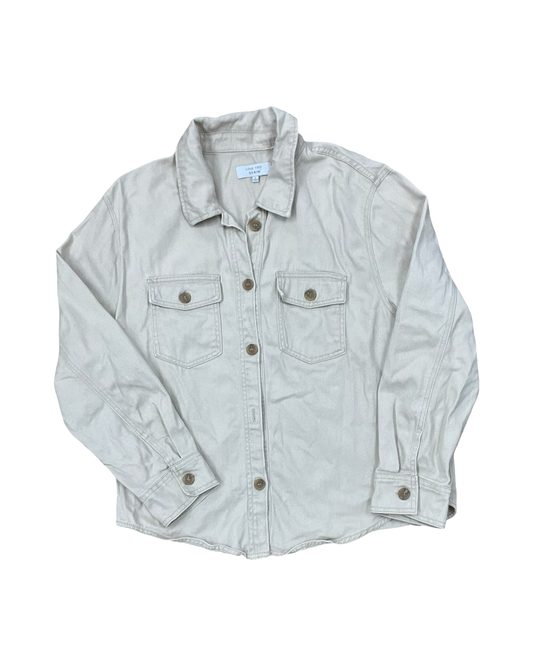 Blouse Ls By Love Tree In Cream Denim, Size:L
