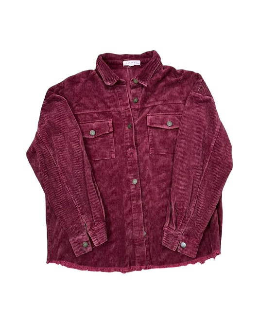 Blouse Ls By Reborn J In Maroon, Size:L
