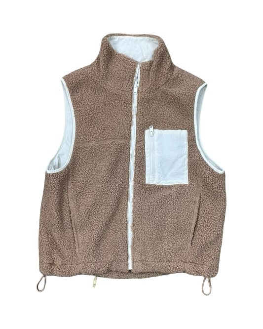 Vest Faux Fur & Sherpa By Love Tree In Brown, Size:L