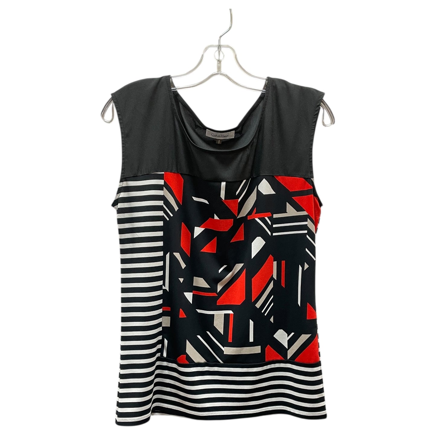 Top Sleeveless By Calvin Klein In Black & Red, Size: M
