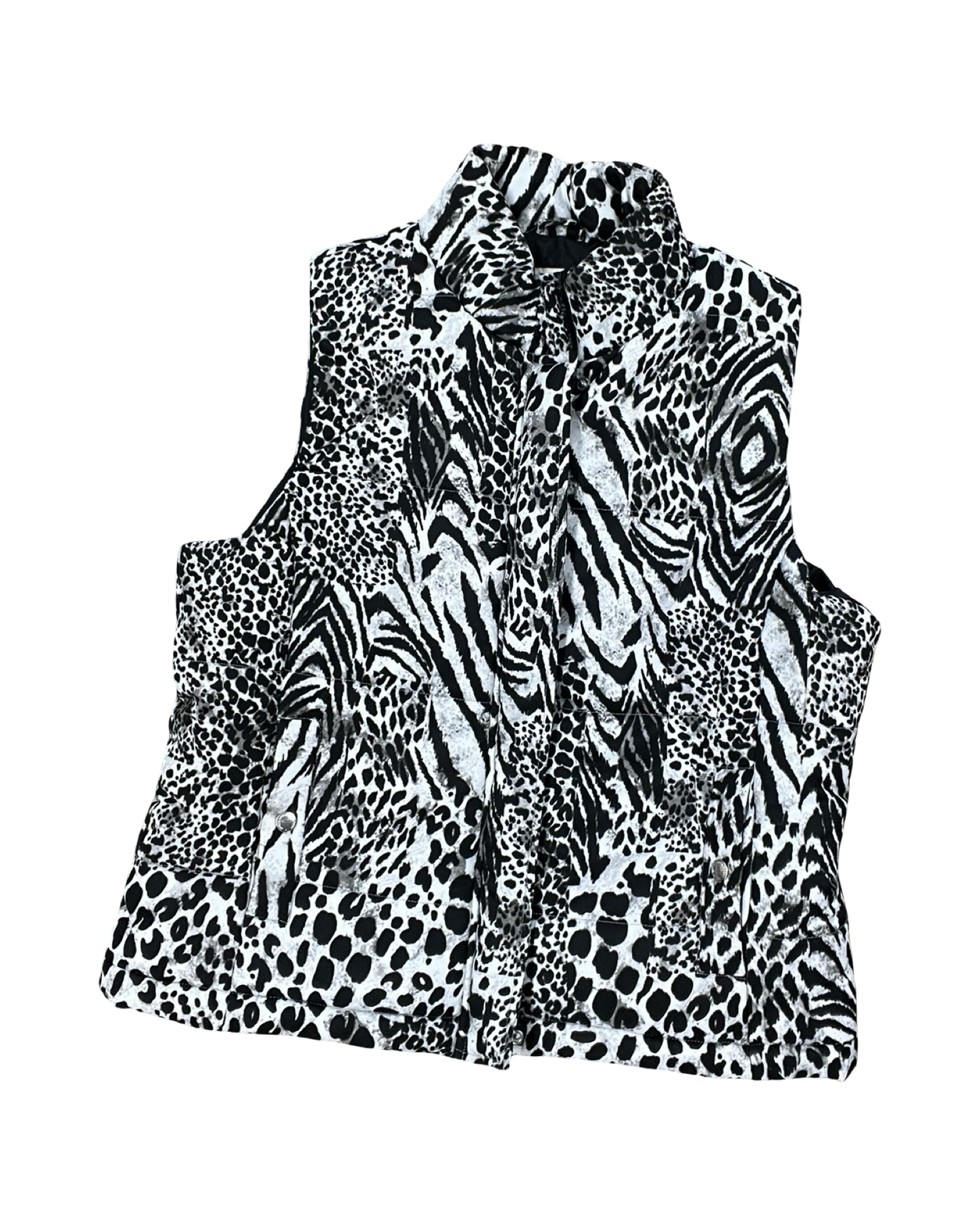 Vest Puffer & Quilted By Jones New York In Black & White, Size:L