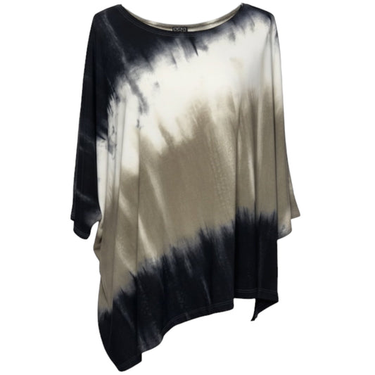 Cozy Knit Poncho Sleeve Sweater Tunic By Clara Sun Woo In Tie Dye Print, Size: S