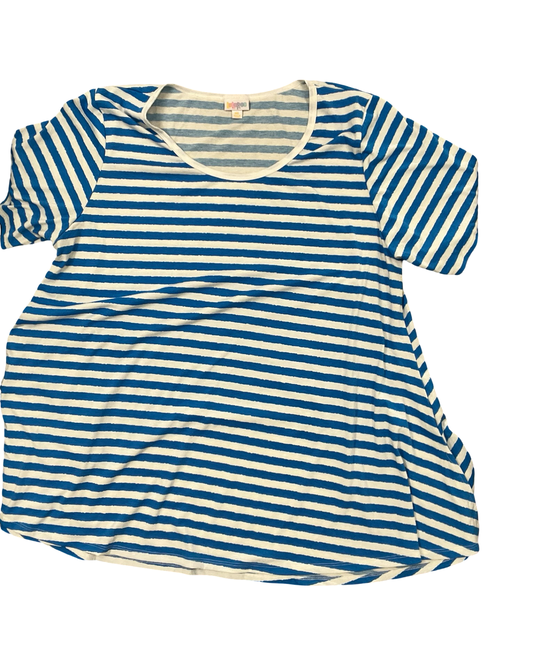 Top Ss By Lularoe In Blue & White, Size:3X