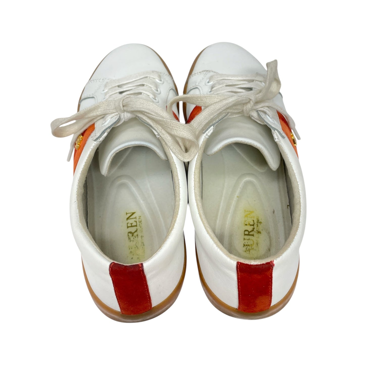 Shoes Sneakers By Lauren By Ralph Lauren In Orange & White, Size: 8