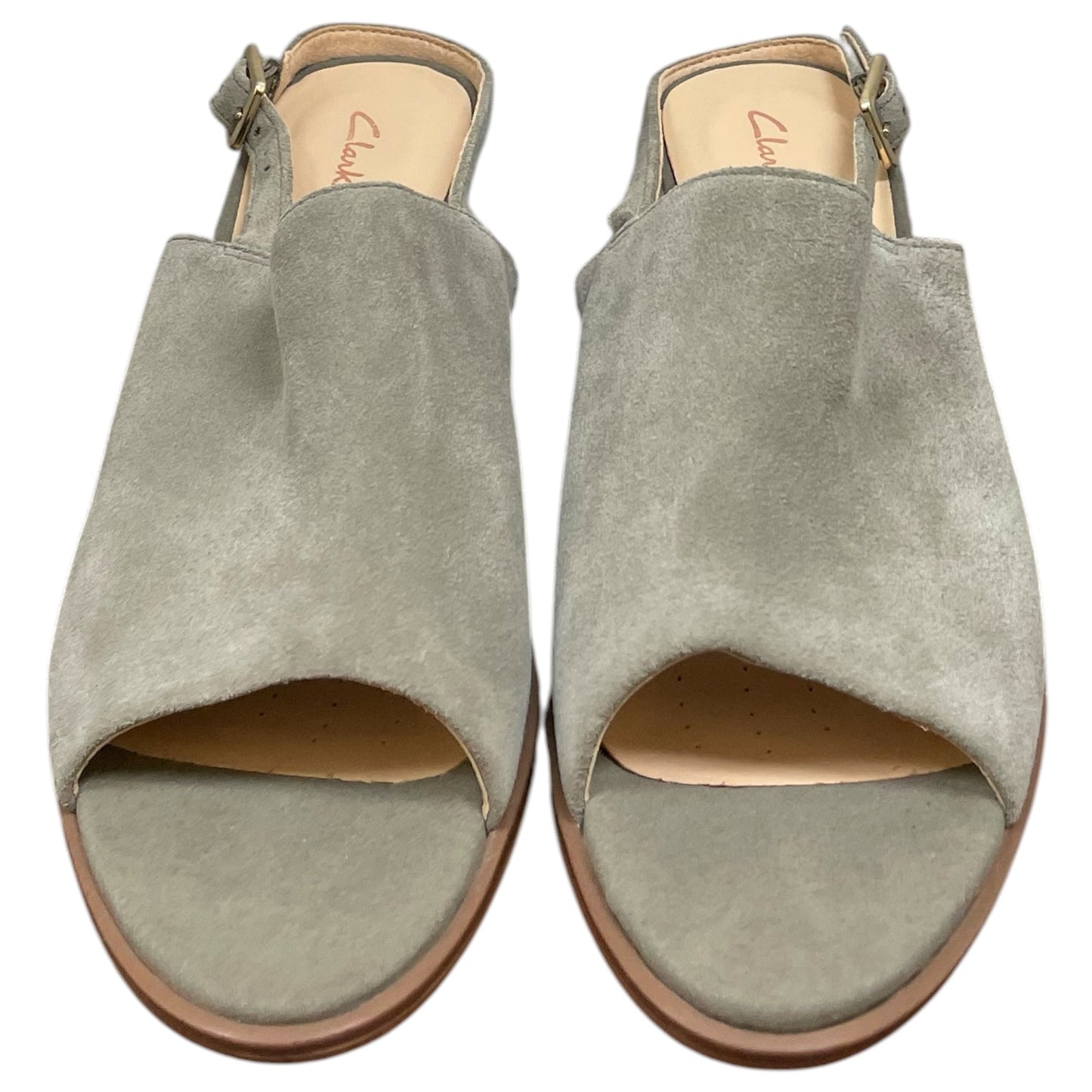 Sandals Heels Block By Clarks In Taupe, Size:7.5