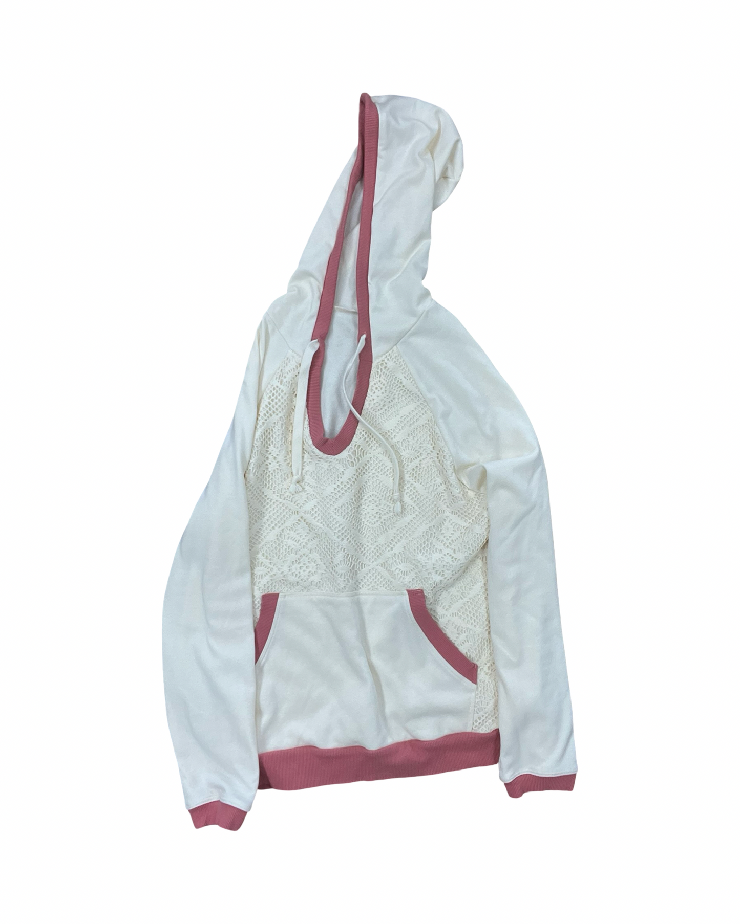 Sweatshirt Hoodie By Clothes Mentor In Cream & Pink, Size:M