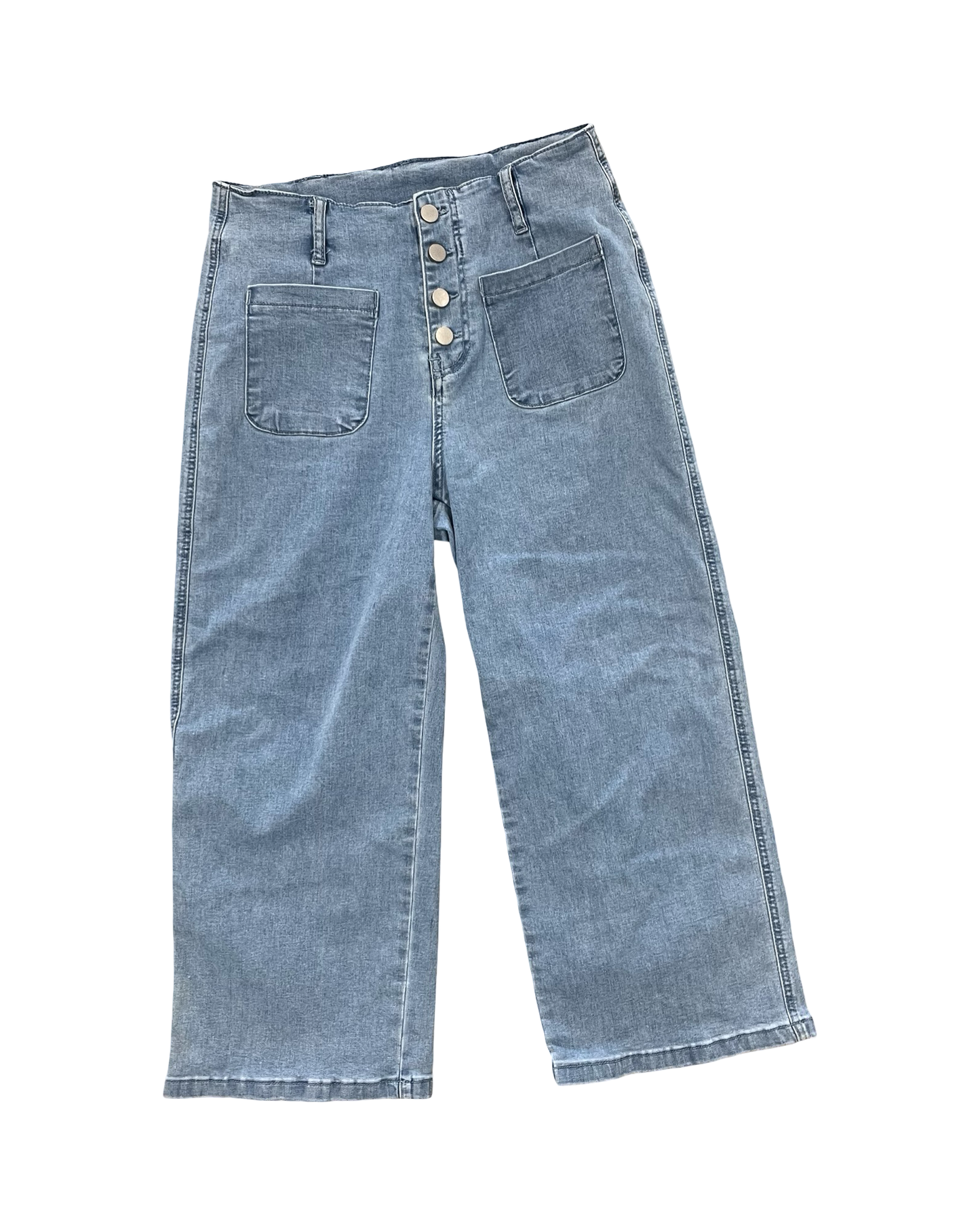 Jeans Wide Leg By Clothes Mentor In Blue Denim, Size:8P