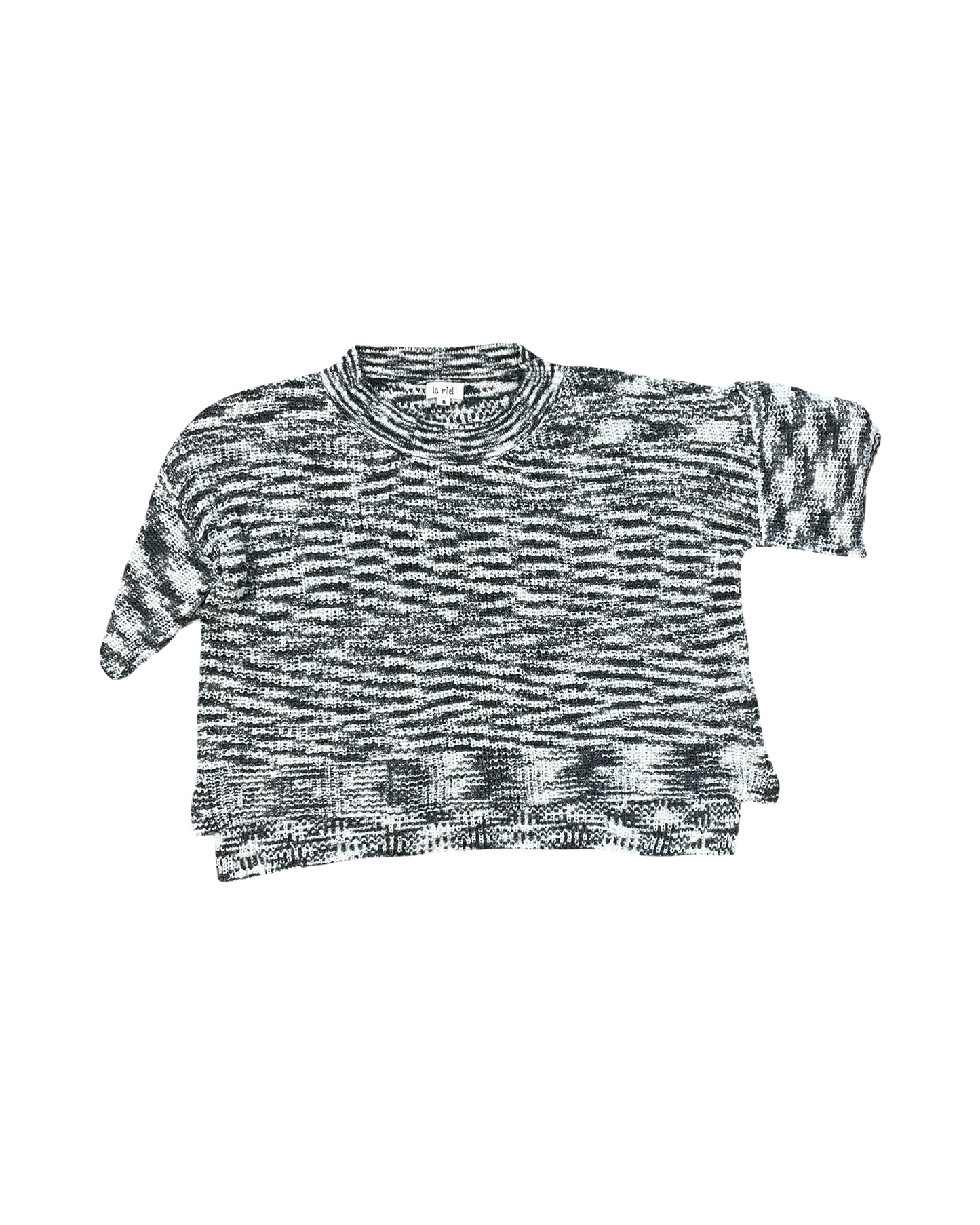 Top 3/4 Sleeve By La Miel In Black & Cream, Size:S