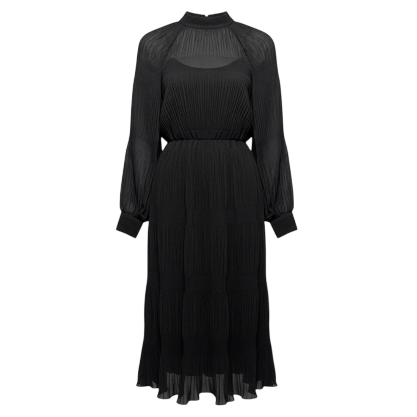 Mock Neck Plisse Dress By Gibson And Latimer In Black, Size: L