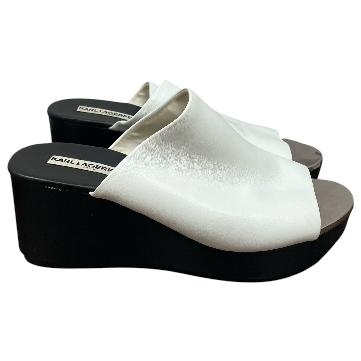 Sandals Designer By Karl Lagerfeld In White, Size:9