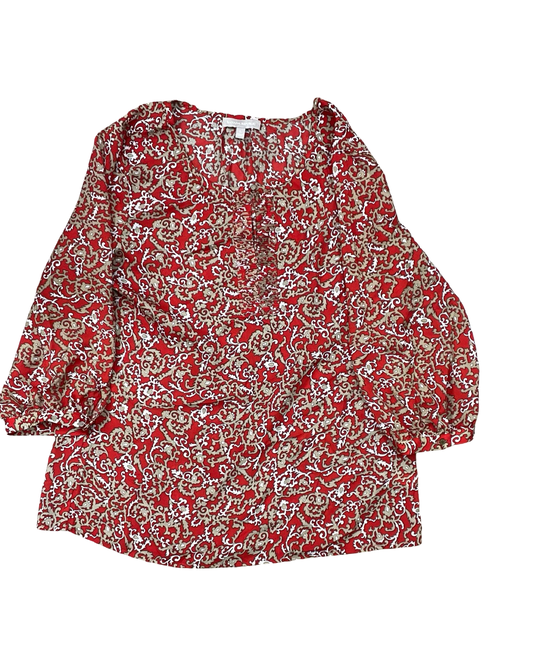 Top 3/4 Sleeve By Banana Republic In Red, Size:L