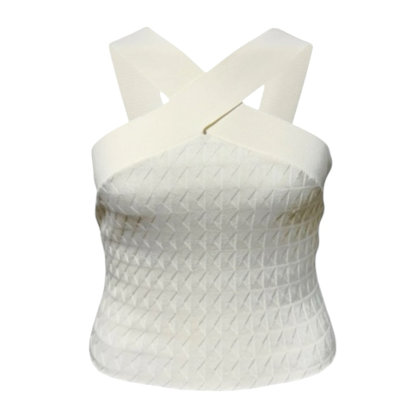 Prana Knit Top Sleeveless By Tara Jarmon In Ecru, Size: M (estimated)