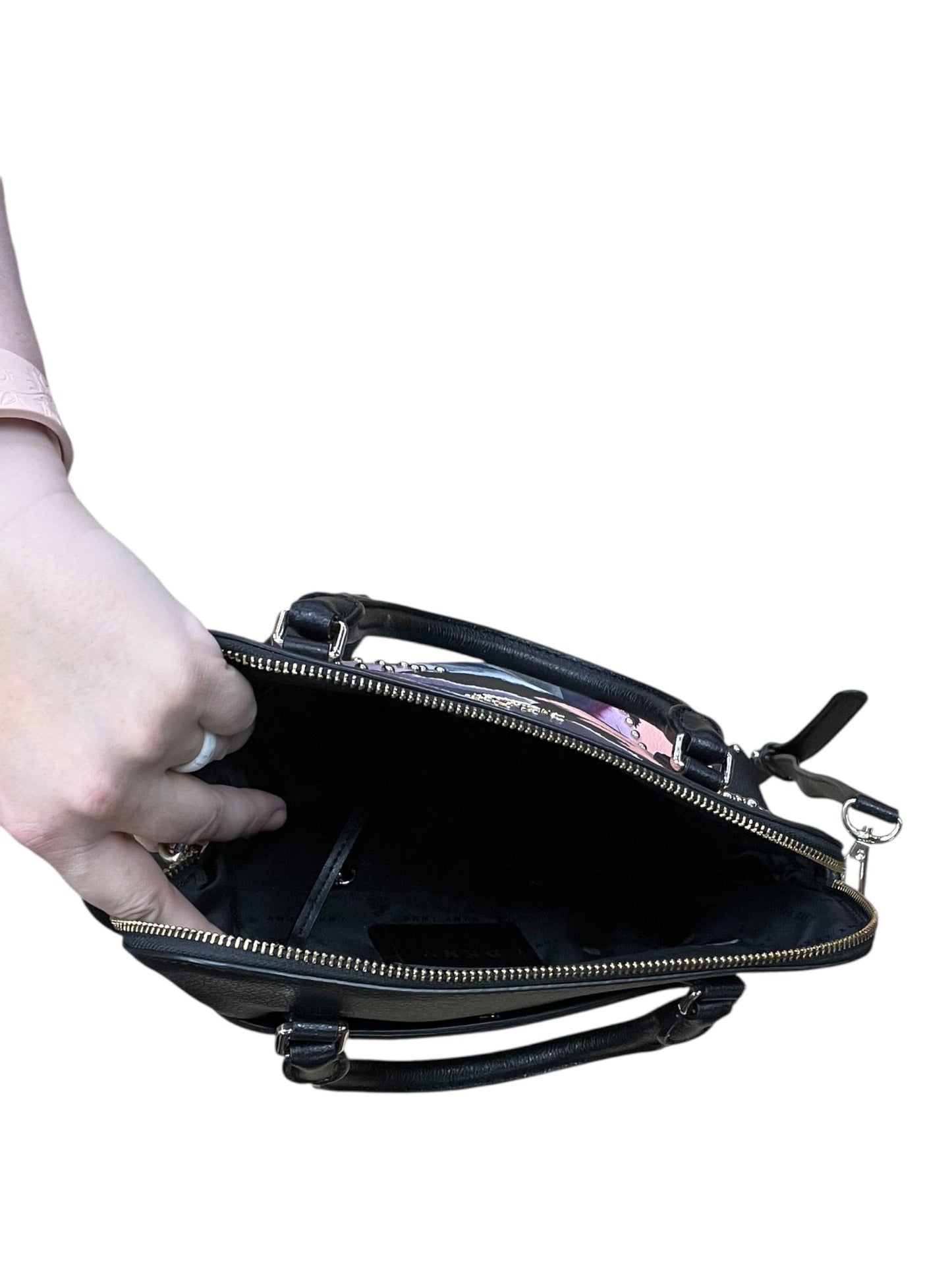 Handbag By Dkny In Black & Pink, Size:Medium