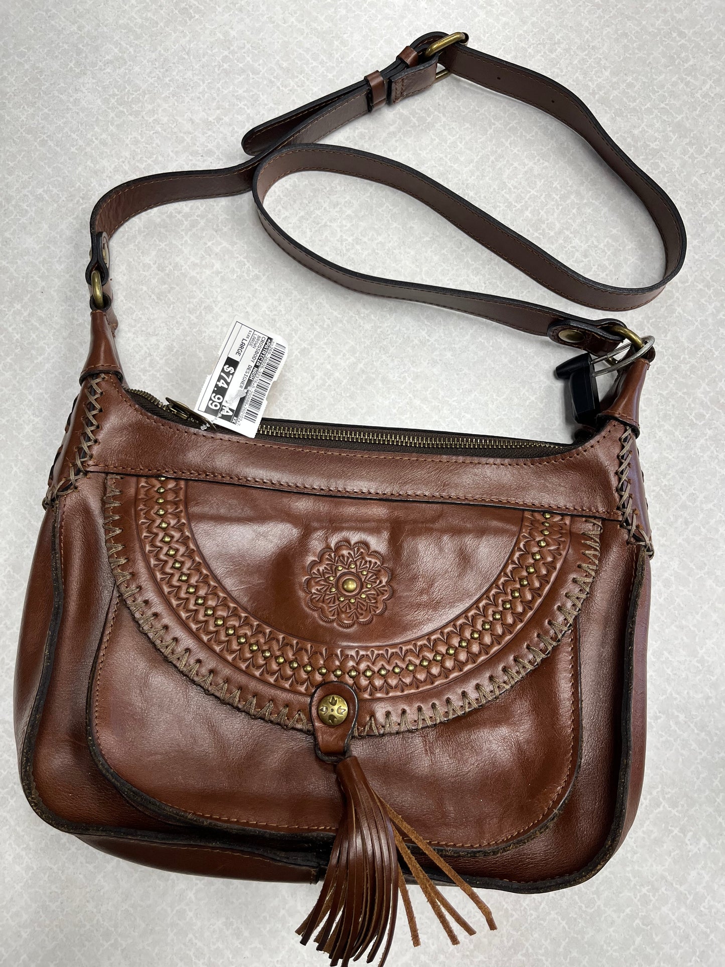 Crossbody Designer By Patricia Nash In Brown, Size:Large