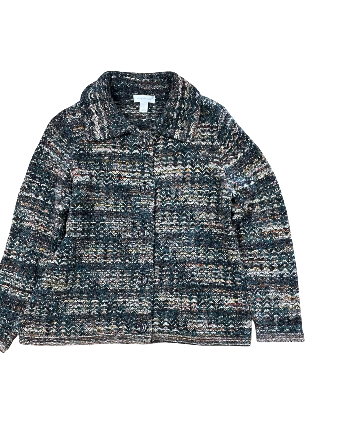 Sweater Cardigan By Christopher And Banks In Brown & Green, Size:Xl